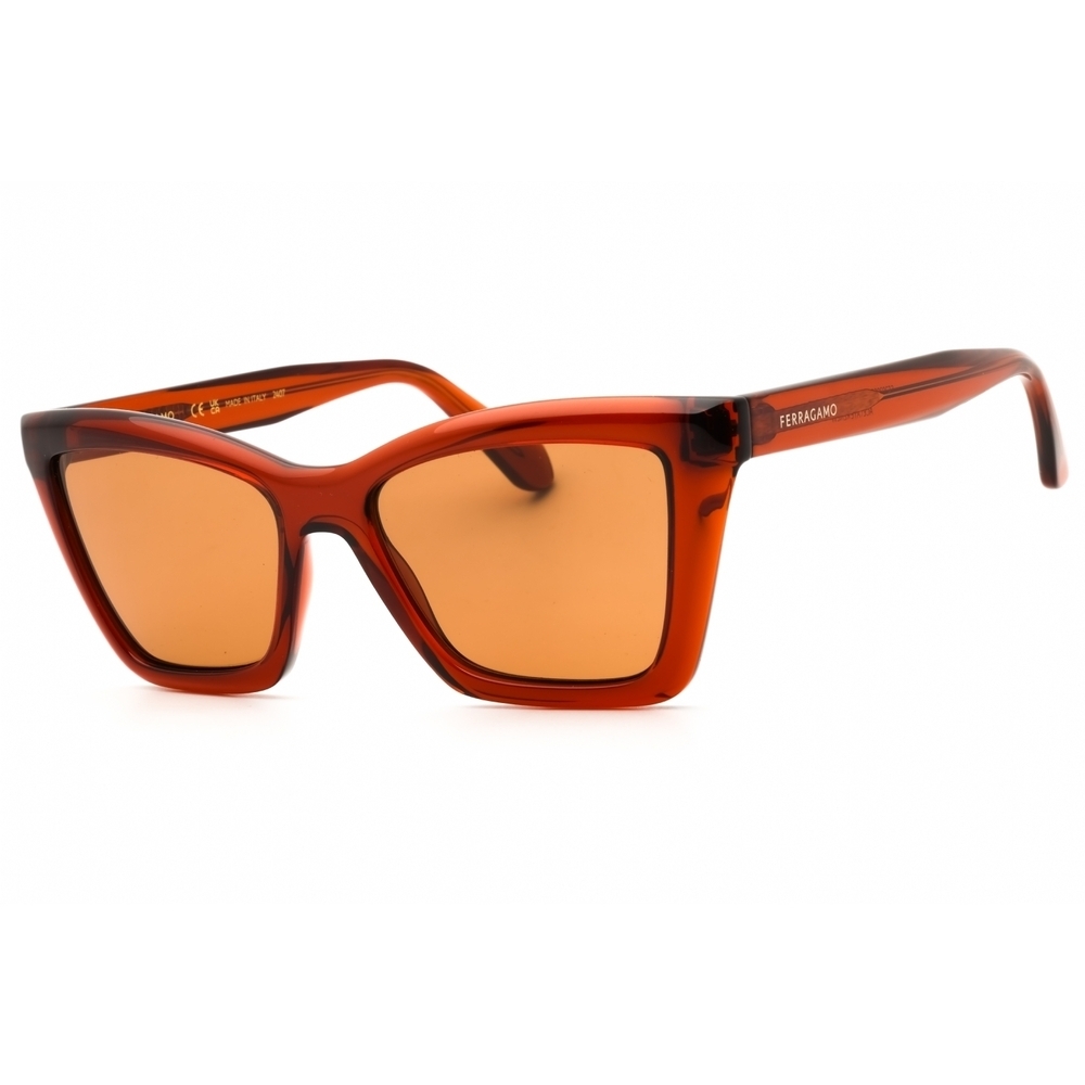 NWT Salvatore Ferragamo SF2039SE Transparent Rust Cat Eye 53mm Sunglasses